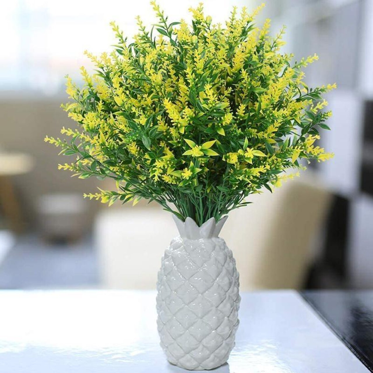 8 Bundles Artificial Plants, UV Resistant Greenery, Fake Shrubs, Outdoor Indoor Plants, Hanging Planter Home Garden Decor, Lavender